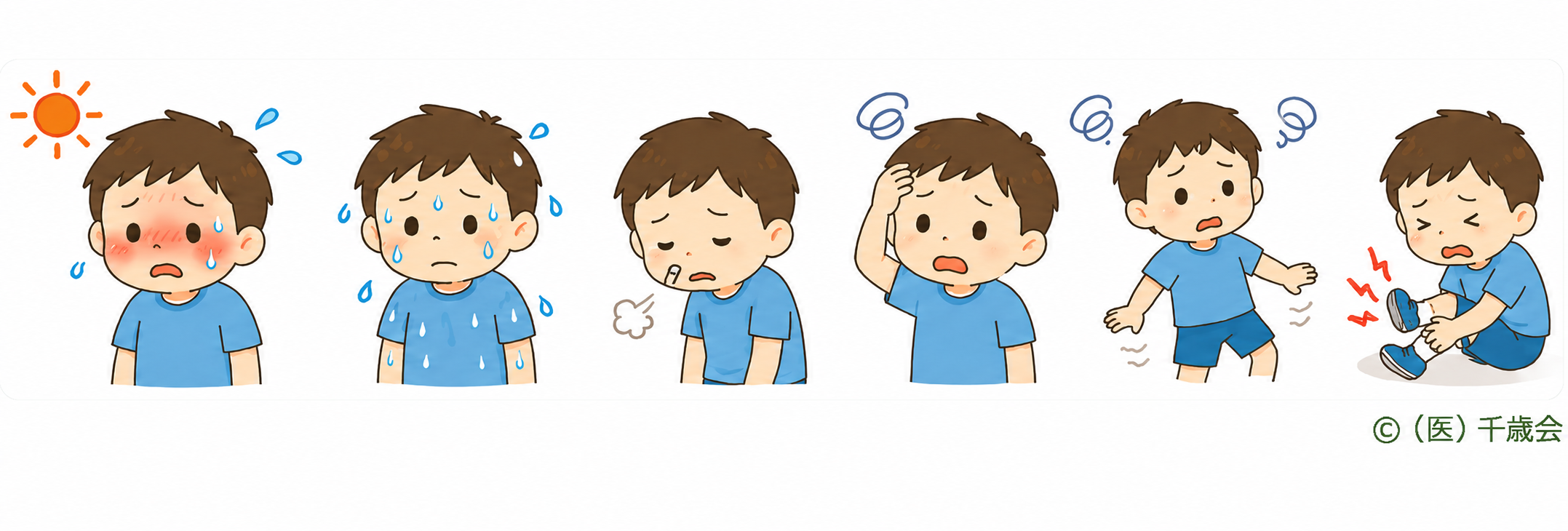軽い熱中症のサインのイラスト